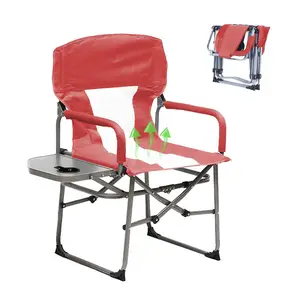 Индивидуальное уличное расслабляющее стальное портативное кресло для режиссера газона, складное кресло для кемпинга с боковым столом