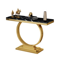 Design moderne Entrée Couloir Tables console en métal doré Meubles de maison Coin de salon Table console en marbre de luxe