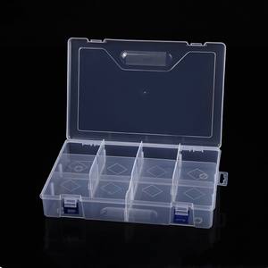 Caja de almacenamiento de plástico transparente con 10 compartimentos y tapa para joyería, herramientas de papelería y piezas pequeñas, caja organizadora de 29,7x19,7x5,8 cm - Product Image 4