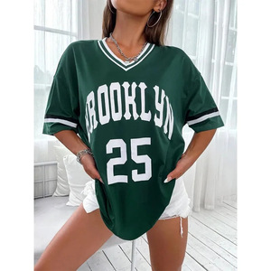 <span class=keywords><strong>T</strong></span>-<span class=keywords><strong>shirt</strong></span> de basket-ball pour <span class=keywords><strong>femme</strong></span>, coupe ample, col en V, respirant, en dentelle tricotée, avec logo personnalisé, pour toutes les saisons - Product Image 2