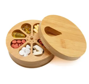 Medicine Organizer Wood Daily Weekly, Travel Pill Organizer and Pill Holder