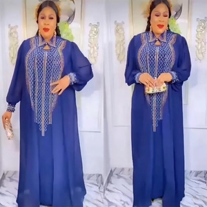 Robes de Soirée Africaines Grande Taille pour Femmes en Mousseline <span class=keywords><strong>Boubou</strong></span> Ankara Dashiki, Ensemble 2 Pièces Tenue Caftan Abayas Robe Djellaba <span class=keywords><strong>Femme</strong></span> de Dubaï - Product Image 4