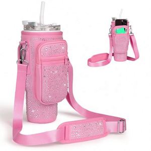 Sac de transport pour bouteille d'eau recyclable, sac isotherme personnalisé en néoprène pour bouteille d'eau avec bretelles réglables - Product Image 1