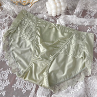 Culotte de bikini taille moyenne pour femme taille unique slip extensible en dentelle respirante avec taille à logo à motif solide de style quotidien