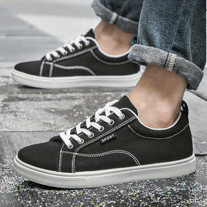 Scarpe da uomo in tela tinta unita, casual, basse, con lacci, traspiranti e comode, per tutte le stagioni, con suola in PVC - Product Image 3