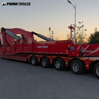 Trailer Semi Teleskopik Kontrol Jarak Jauh dengan Kemudi Hidrolik Baja Tugas Berat 80T+ Muatan untuk Turbin Angin 5MW 6MW