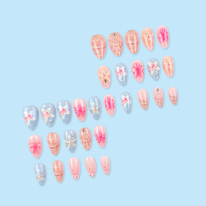 30 <span class=keywords><strong>faux</strong></span> ongles 3D en forme d'amande avec motifs coquillages et étoiles <span class=keywords><strong>de</strong></span> mer - Product Image 5