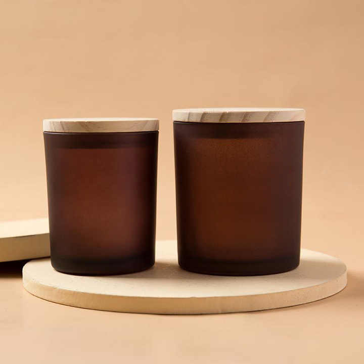 Luxury Frosted Glass Candle Jar Candle Vessels Amber 8oz 10oz 12oz ...