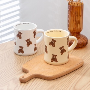 Korean-style Bear Mug High Aesthetic Value Creative Gift Porcelain Ceramic <b>Cup</b> Cartoon Pattern Personalized Custom Souvenir - Product Image 1