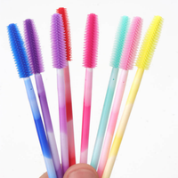 Baguette de mascara en silicone jetable Spoolies à cils souples Poignée colorée Extension de cils Outils de nettoyage