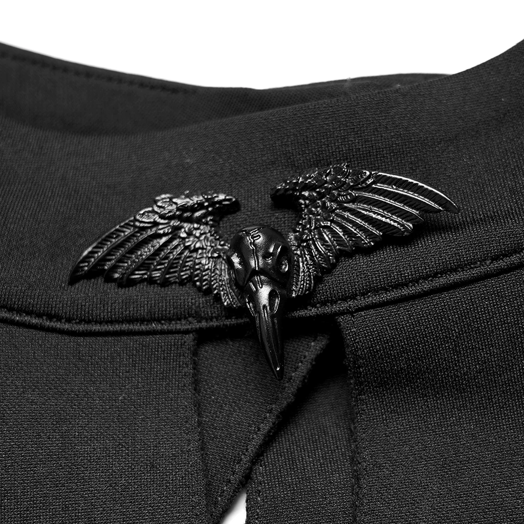 Punk Rave OPS-257LHF fashion accessories dark gothic bat wing shape with matt black detachable bird-head pin adjustable collar