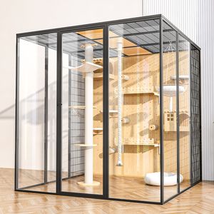 Villa de Lujo para Gatos de Múltiples Niveles Más Vendida para Interiores con Jaula Grande de Aluminio y Vidrio Templado Castillo Casa Nido y Juguetes para Mascotas - Product Image 2