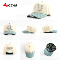 Topi Baseball 4UGEAR Custom 5 Panel Two Tone Barbas, Logo Putih Berkualitas Tinggi, Model Sport Gorras A-Frame Snapback Dad Hats