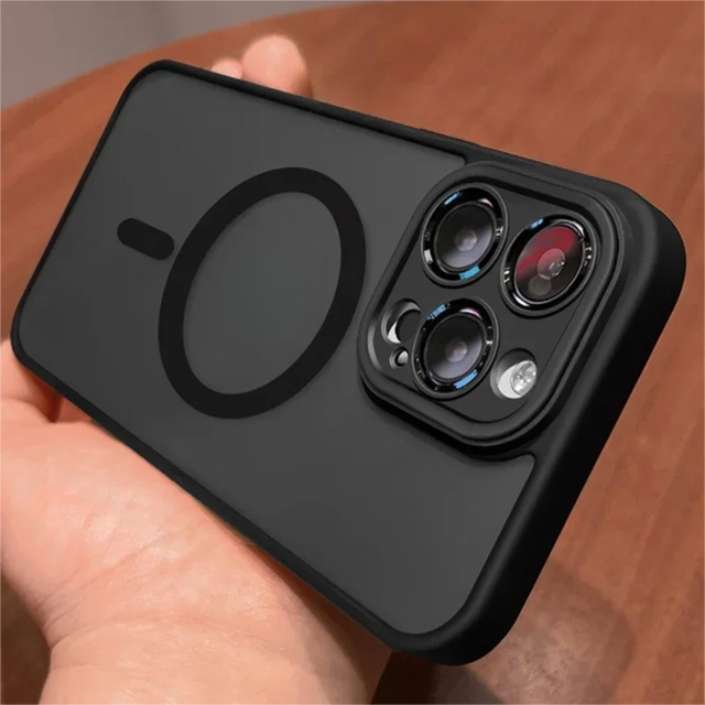 Matte Translucent Magnetic Case for iPhone 11 12 13 14 15 16 XS Pro Max Plus Mini Wireless Charging Camera Protection Case