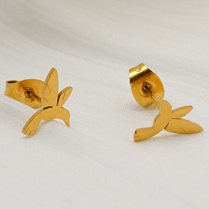 Zogxin Bird <b>Stud</b> Earrings Gold <b>Titanium</b> Steel Electroplated Fashion Minimalist Animal Shape For Women Gift - Product Image 2