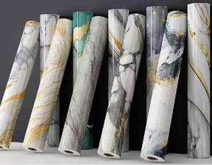 Pegatinas de azulejo DIY de ondulación de agua de Metal dorado plateado 1,2*2,8/2,9/3M cubierta de pared de mármol autoadhesiva fácil de limpiar impermeable para feo - Product Image 5