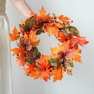 Factory Supply Front <b>Door</b> Artificial Fall <b>Wreath</b> Pumpkin Pine Cone Berry Thanksgiving Harvest <b>Wreath</b> for Indoor Decorations - Product Image 3
