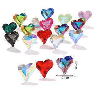 Strass en verre pointus Selina Crystal Shiny Crooked Heart, pierres pour accessoires vestimentaires, coiffes et sacs de soirée, nail art DIY - Product Image 2
