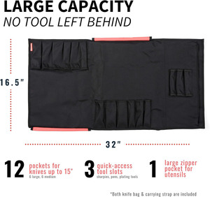 Échantillon gratuit Sac à couteaux Sac à roulettes en toile pour chef Sac de transport personnalisé en cuir avec 11 poches - Product Image 3