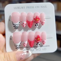 Nail Art court sculpté Niche imprimé léopard pur fait à la main porter des ongles doux Style européen et américain Nail Art