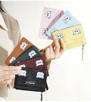 Dompet Kartu Tipis Baru Baellerry untuk Wanita Remaja, Dompet Koin Kulit PU Modis dengan Ritsleting, Dompet Kartu Lipat Dua