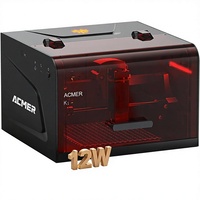 Machine de gravure ACMER K1 12000mW, compacte de bureau, zone de travail 150x150mm, gravure fine 0,08mm, découpe de précision, bois, contreplaqué, acrylique