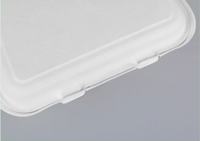 Boîte à clapet compartimentée robuste 9"x6" en pulpe de canne à sucre compostable, conteneur alimentaire biodégradable en bagasse avec couvercle à charnière
