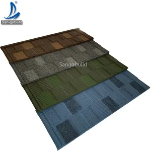 Roof cover decorative material aluminum zinc roof tile,Jamaica black stone coated roof tile for sale
