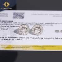 Pendientes de Botón Circulares de Plata de Ley 925 con Incrustaciones de Diamantes HPHT Cultivados en Laboratorio, Estilo Moderno, Envío Directo