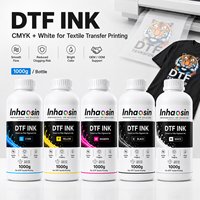 Ensemble d'encre DTF CMYK Blanc Couleurs Vives Haute Qualité à Base d'Eau pour Impression par Transfert Thermique sur Film PET I1600 I3200 XP600