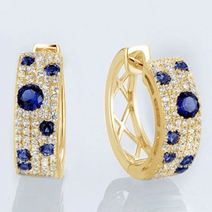 Pendientes de Oreja Redondos Azules y Blancos para Mujer, Diseño Delicado, Joyería Versátil para Uso Diario - Product Image 2