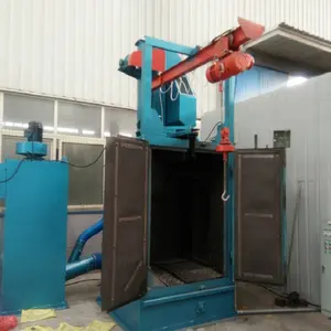 High efficiency cylinder head surface cleaning single hook vertical shot blasting machine