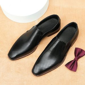 Zapatos de Vestir de Cuero Genuino Perforado para Hombre, Antideslizantes, Suaves, Transpirables, para Verano y Otoño, Resistentes, que Aumentan la Estatura - Product Image 2