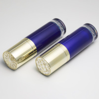 Ensemble d'emballages acryliques bleus ronds droits de 30g 50g 50ml 120ml Bouteille pompe à lotion essence avec couvercle en forme de diamant