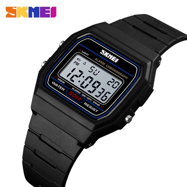 SKMEI 1412 Top Selling Square Face Diver Led Slim Digital Water Resistant Watch Sports Stop Watch
