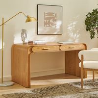Meja Kerja Kayu Solid Custom Modern Minimalis dengan Laci Tersembunyi untuk Hotel Boutique, Suite, dan Kantor