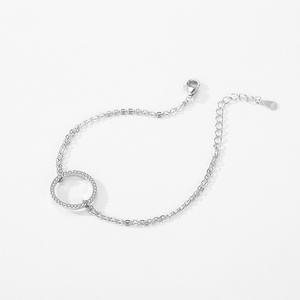 Pulsera de Cadena con Incrustaciones de Circonita Redonda en Plata de Ley S925 para Mujer - Joyería Clásica y Sencilla, Versión de Cobre Personalizable - Product Image 6