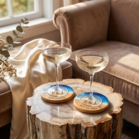 Ensemble de dessous-de-verre et tapis en bambou écologiques faits à la main, motif vague océanique, pour la décoration de la maison, la cuisine, ou comme cadeau
