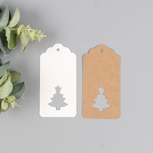 Etiquetas colgantes de papel kraft Jingxin con recortes de copo de nieve y árbol, 50 hojas, etiquetas de regalo navideñas - Product Image 3