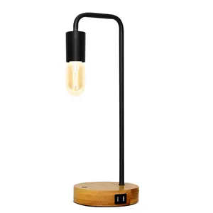 Lampe tabela de venda quente barato preto do lado da cama de ferro lâmpada de mesa usb luz para o quarto