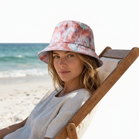 Chapeau Bob Femme en Coton Noir Uni à Bord Large et Dessus Plat, Personnalisable avec Logo Brodé, Idéal pour l'Été et la Plage