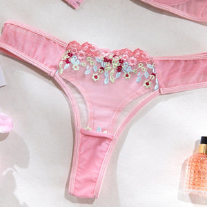 Nouvel ensemble de lingerie sexy avec broderie florale et armatures, soutien-gorge en maille transparente fine pour filles - Product Image 5