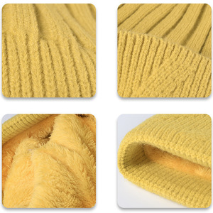 <span class=keywords><strong>Bonnet</strong></span> tricoté d'hiver unisexe pour femmes, <span class=keywords><strong>bonnet</strong></span> de ski chaud avec fausse fourrure, <span class=keywords><strong>pompon</strong></span> sans bord - Product Image 2