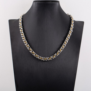 สร้อยคอผู้ชายแบบคิวบา ทำจากไทเทเนียมสตีล ดีไซน์เรขาคณิตสีสันตัดกัน งานแฮนด์เมด ของขวัญเครื่องประดับ - Product Image 4