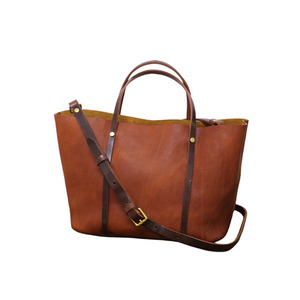 Soft Leather Tote <b>Bag</b> Bucket Type Vegetable Tanned Cowhide Large Capacity Everyday Commuter <b>Bag</b> Normcore Minimalist Style Brown - Product Image 5