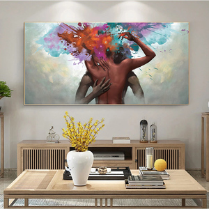 Pintura al Óleo Moderna Abstracta de Amantes Besándose y Abrazándose sobre Lienzo, Pósteres de Arte de Pared, Impresiones, Cuadros Decorativos para Sala de Estar, Hogar - Product Image 2