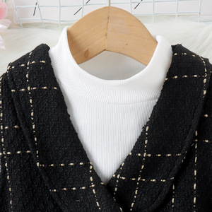 Conjuntos de Ropa para Niñas Estilo Clásico, Chaleco Negro sin Mangas, Camiseta de Manga Larga, Cinturón, Pantalones de Invierno para Niños al por Mayor - Product Image 3