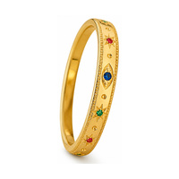 Bague personnalisée en argent sterling 925 plaqué or avec pierres colorées en forme d'étoile et bord perlé, bijoux minimalistes, fabricant OEM