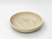 Plateau décoratif en résine texturée travertin beige, plateau de rangement rond pour salle de bain, bol de rangement, plateau à bijoux, plateau de vanité