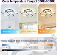 Lustre en cristal moderne à 5 bras encastré LED plafonnier en cristal avec télécommande 6000K interrupteur pour salle à manger